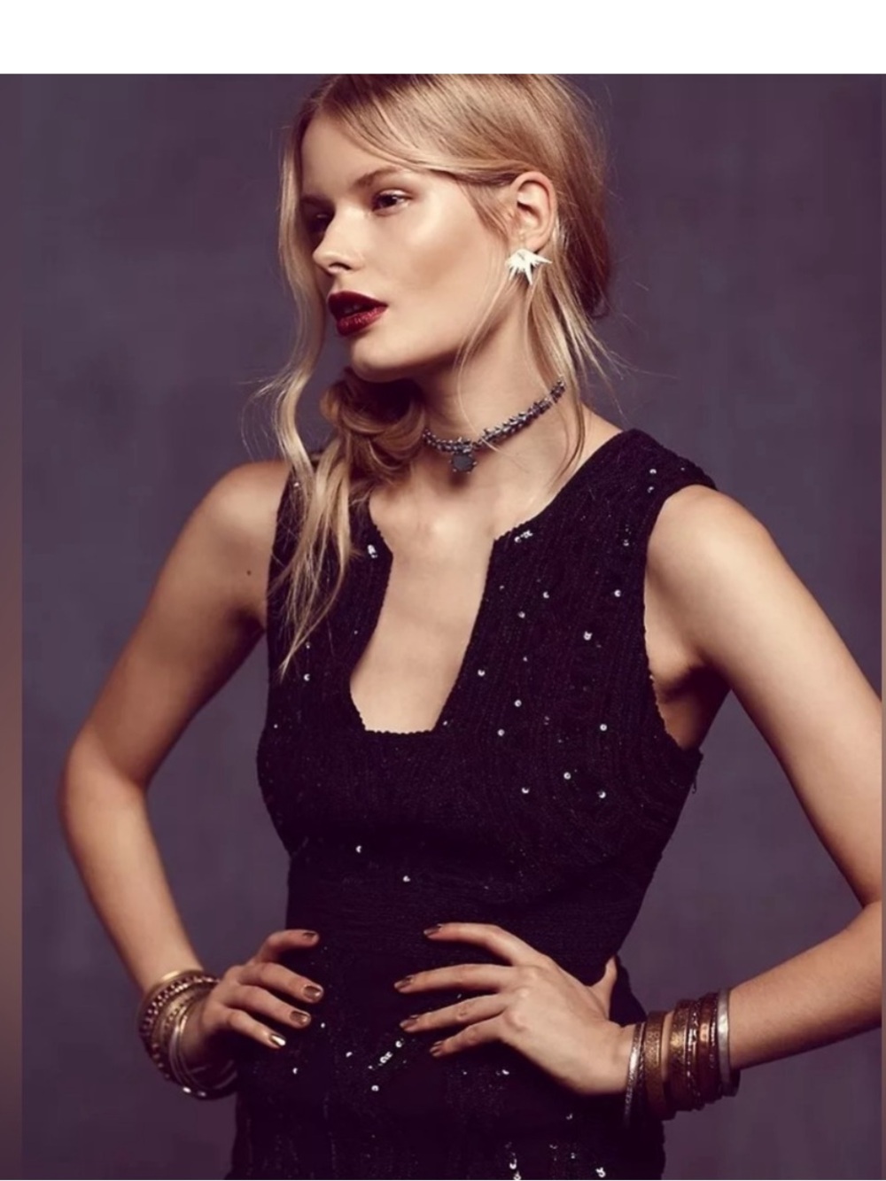 Free People Snake Charmer Sequin Mini Dress Black Sleeveless LBD Size 8 - Picture 3 of 13